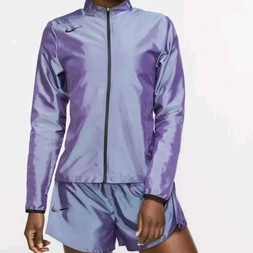 Nike Women's Iridescent Future Air Running Windbreaker Jacket Purple Size Small